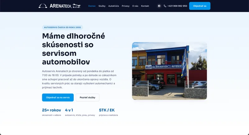 Ukážka projektu Arenatech – webstránka, tvorba IT Hero