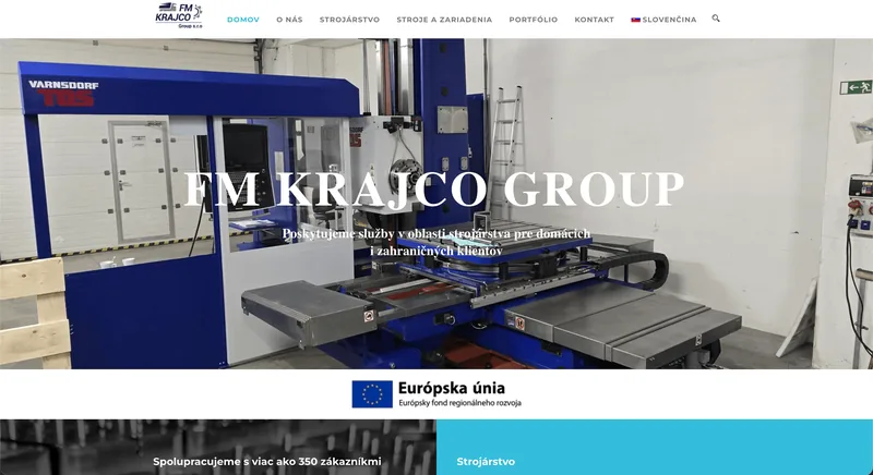 Ukážka projektu Fmkrajcogroup – webstránka, tvorba IT Hero