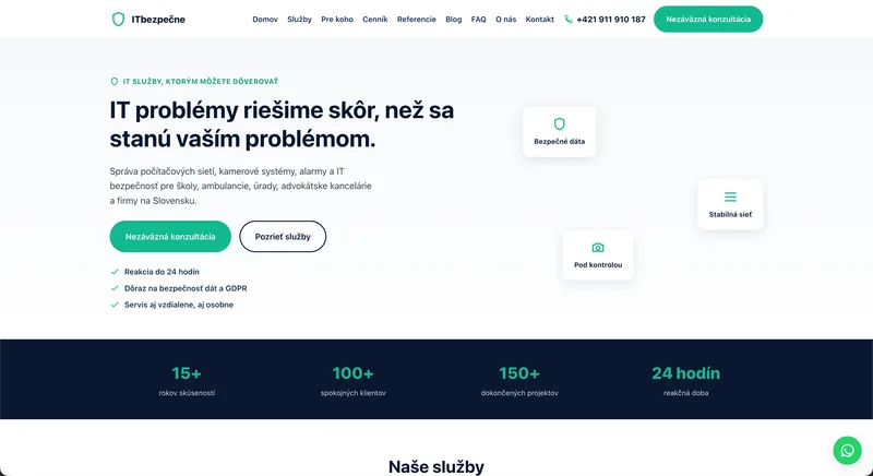 Ukážka projektu IT Bezpečne – webstránka, tvorba IT Hero