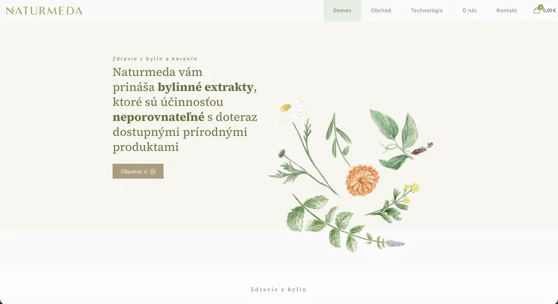 Ukážka projektu Naturmeda – e-shop, tvorba IT Hero