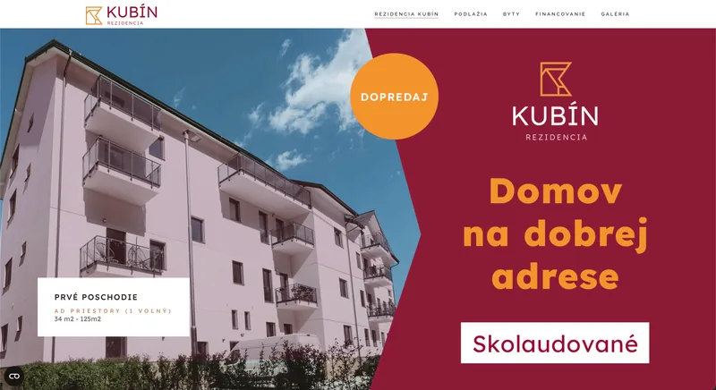 Ukážka projektu Rezidencia Kubin – webstránka, tvorba IT Hero