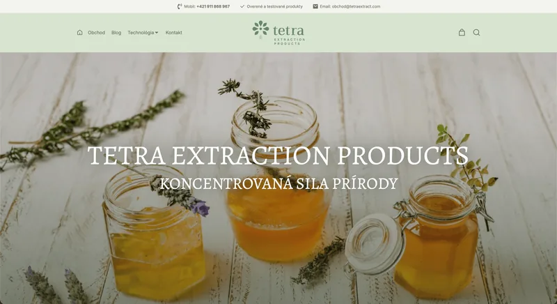 Ukážka projektu Tetraextract – e-shop, tvorba IT Hero