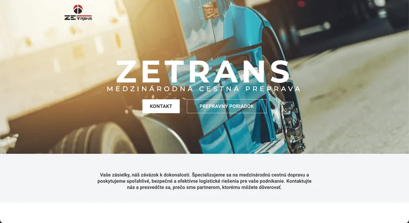 Ukážka projektu Zetrans – webstránka, tvorba IT Hero